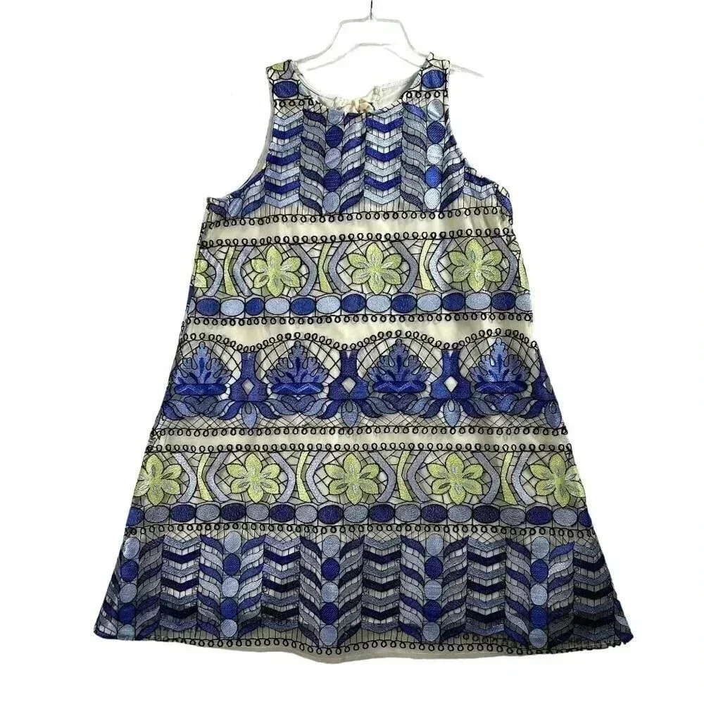 ECI New York Sz M mini dress Floral-Embroidered Cottagecore Grandmacore Country